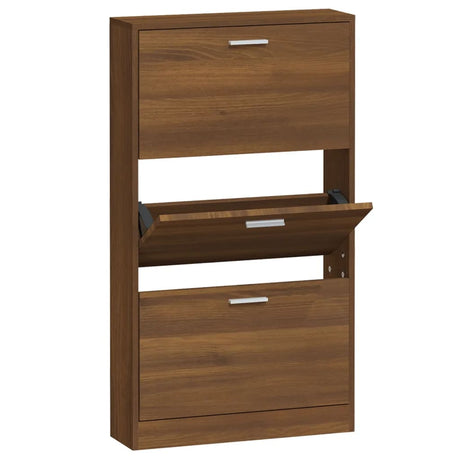 Schoenenkast 59x17x108 cm bewerkt hout bruin eikenkleur - AllerleiShop