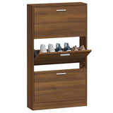 Schoenenkast 59x17x108 cm bewerkt hout bruin eikenkleur - AllerleiShop