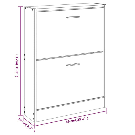 Schoenenkast 59x17x81 cm bewerkt hout wit - AllerleiShop