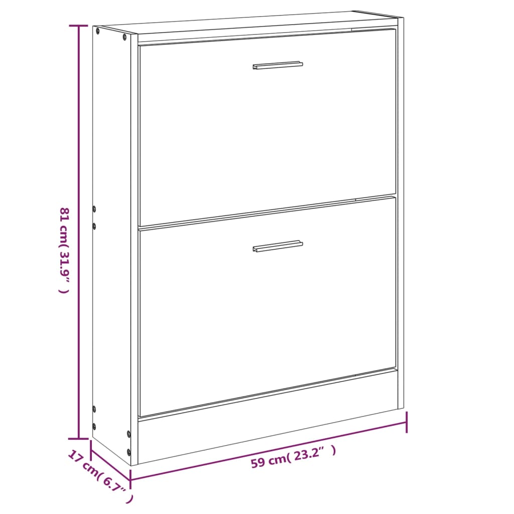 Schoenenkast 59x17x81 cm bewerkt hout eikenkleurig - AllerleiShop