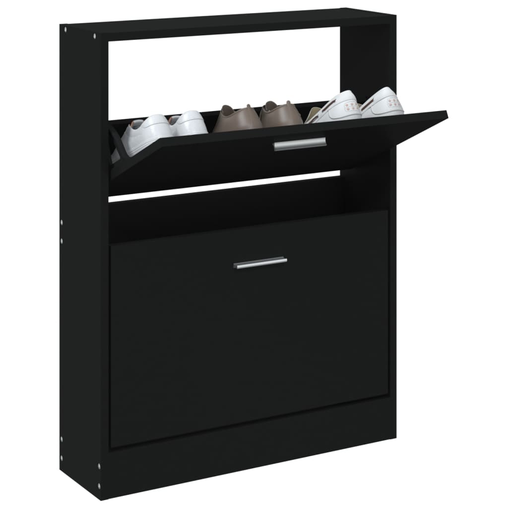 Schoenenkast 59x17x81 cm bewerkt hout zwart - AllerleiShop