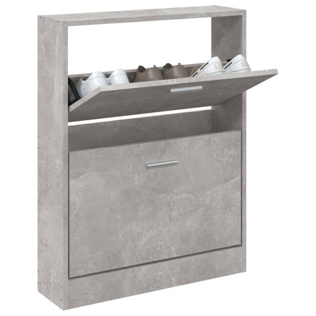 Schoenenkast 59x17x81 cm bewerkt hout betongrijs - AllerleiShop