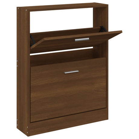 Schoenenkast 59x17x81 cm bewerkt hout bruin eikenkleur - AllerleiShop