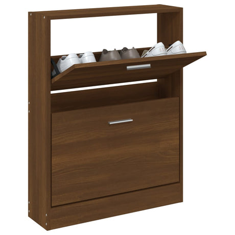 Schoenenkast 59x17x81 cm bewerkt hout bruin eikenkleur - AllerleiShop