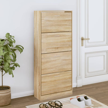 Schoenenkast 63x24x147 cm bewerkt hout sonoma eikenkleurig - AllerleiShop