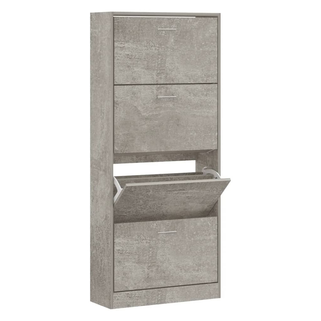 Schoenenkast 63x24x147 cm bewerkt hout betongrijs - AllerleiShop