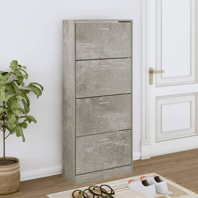 Schoenenkast 63x24x147 cm bewerkt hout betongrijs - AllerleiShop