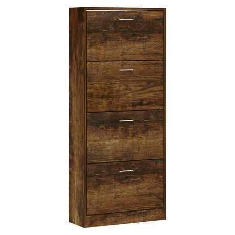 Schoenenkast 63x24x147 cm bewerkt hout gerookt eikenkleurig - AllerleiShop