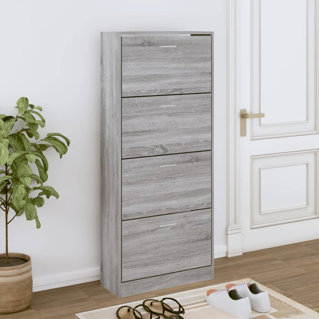 Schoenenkast 63x24x147 cm bewerkt hout grijs sonoma - AllerleiShop