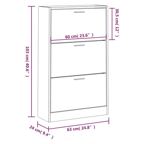 Schoenenkast 63x24x103 cm bewerkt hout wit - AllerleiShop