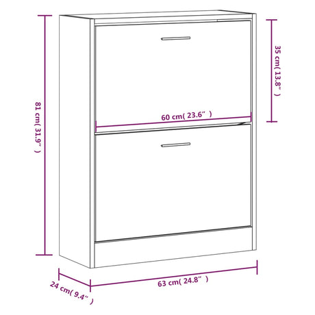 Schoenenkast 63x24x81 cm bewerkt hout zwart - AllerleiShop