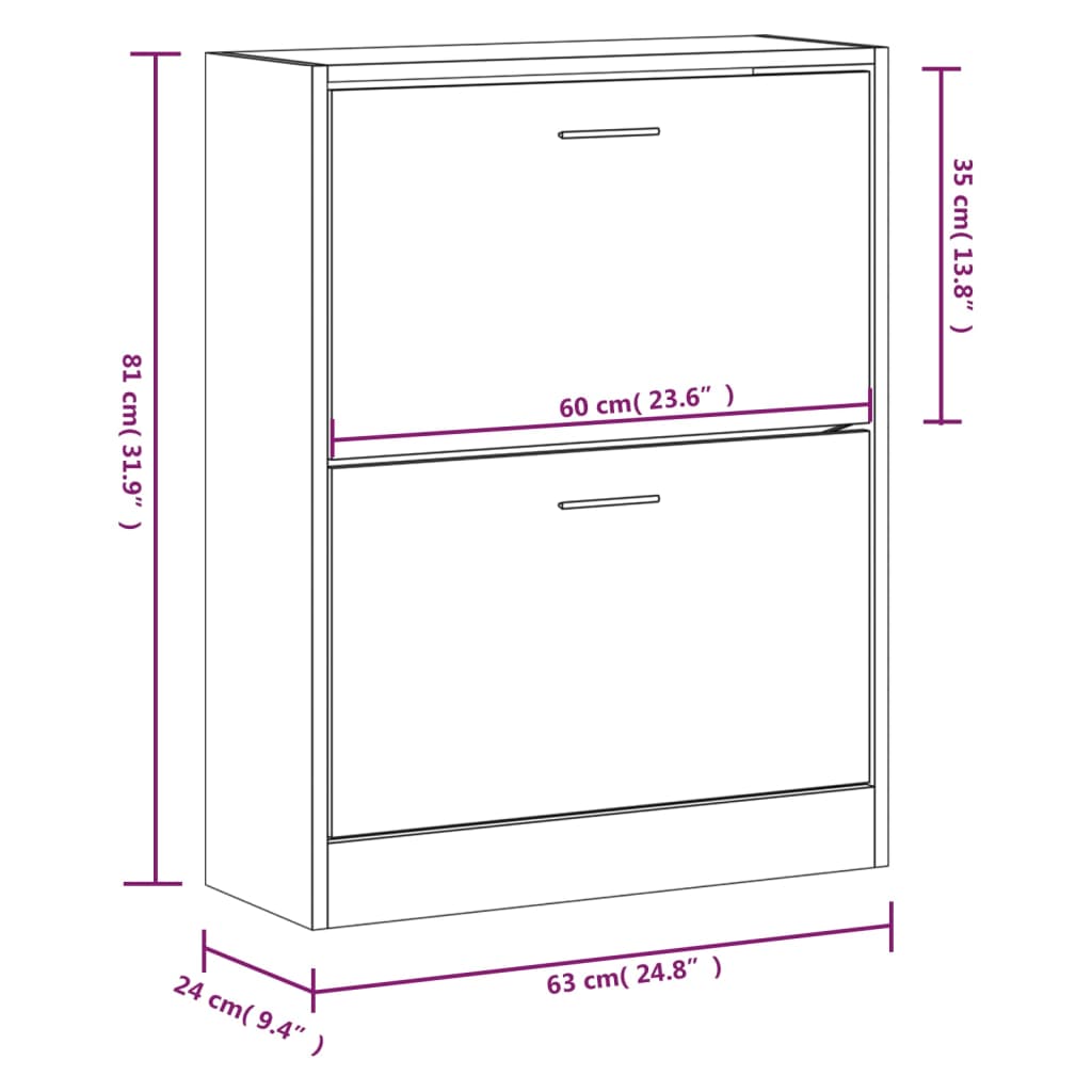 Schoenenkast 63x24x81 cm bewerkt hout gerookt eikenkleurig - AllerleiShop