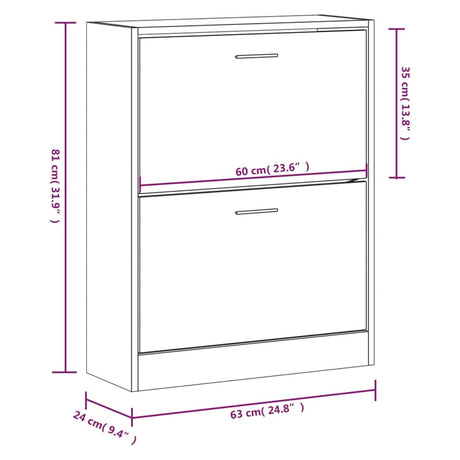 Schoenenkast 63x24x81 cm bewerkt hout bruin eikenkleur - AllerleiShop