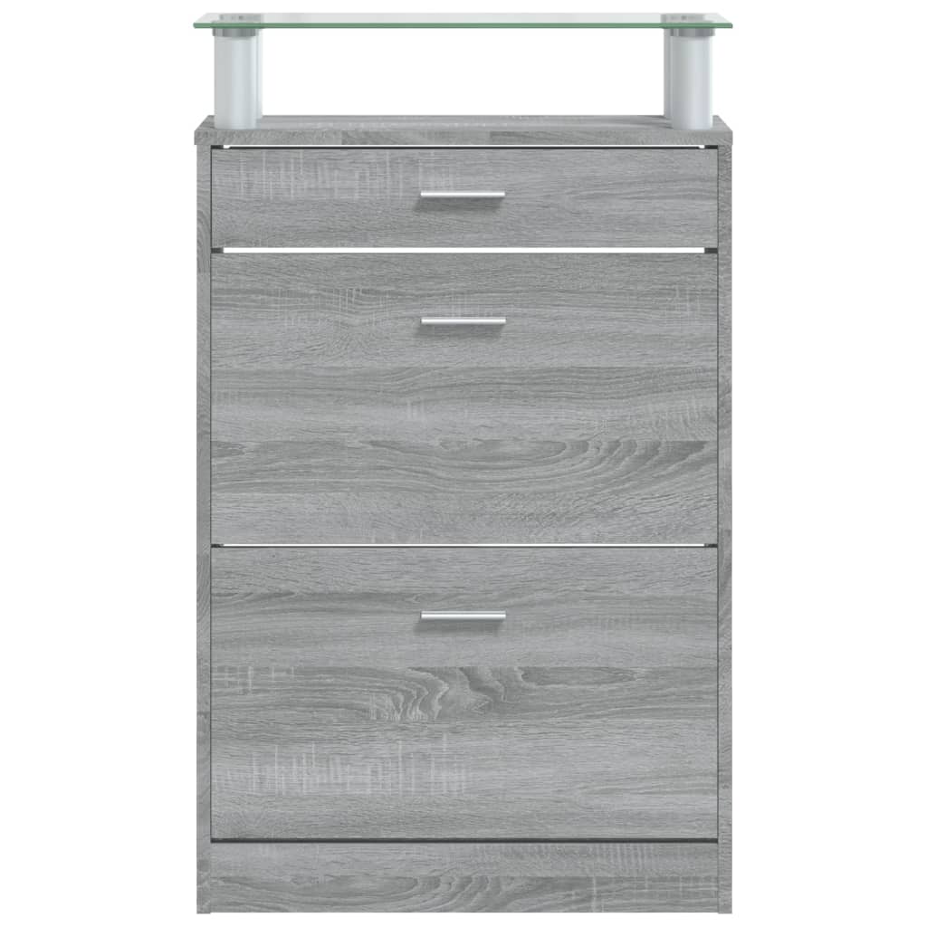 Schoenenkast 63x24x104 cm bewerkt hout grijs sonoma eikenkleur - AllerleiShop