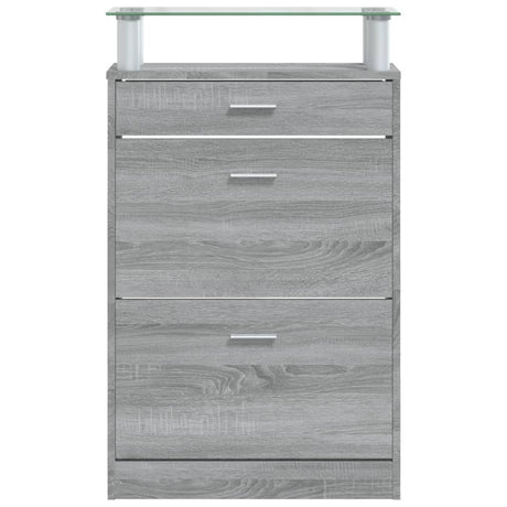 Schoenenkast 63x24x104 cm bewerkt hout grijs sonoma eikenkleur - AllerleiShop