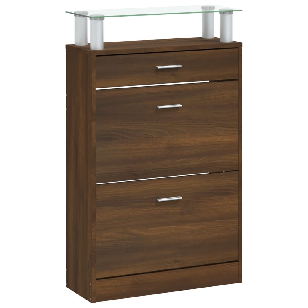 Schoenenkast 63x24x104 cm bewerkt hout bruin eikenkleur - AllerleiShop