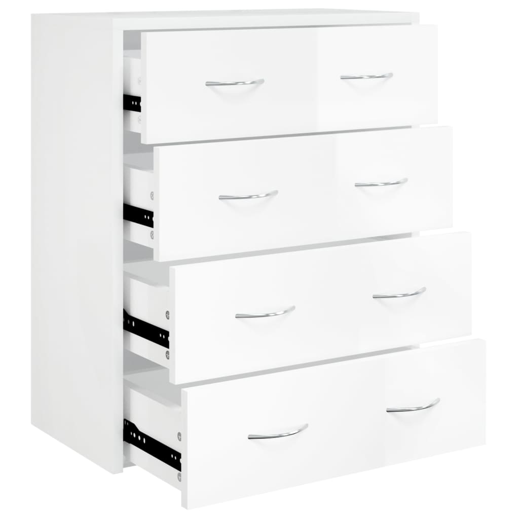 Dressoir met 4 lades 60x30,5x71 cm hoogglans wit - AllerleiShop