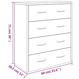 Dressoir met 4 lades 60x30,5x71 cm hoogglans wit - AllerleiShop