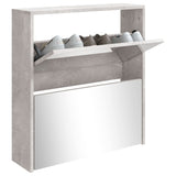 Schoenenkast met spiegel 2-laags 63x17x67 cm betongrijs - AllerleiShop