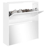 Schoenenkast met spiegel 2-laags 63x17x67 cm hoogglans wit - AllerleiShop