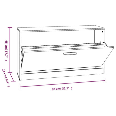 Schoenenbank 80x24x45 cm bewerkt hout zwart - AllerleiShop