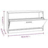 Schoenenbank 80x24x45 cm bewerkt hout gerookt eiken - AllerleiShop