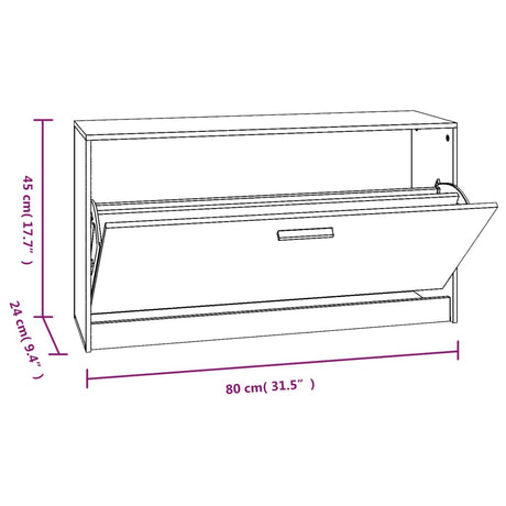 Schoenenbank 80x24x45 cm bewerkt hout gerookt eiken - AllerleiShop