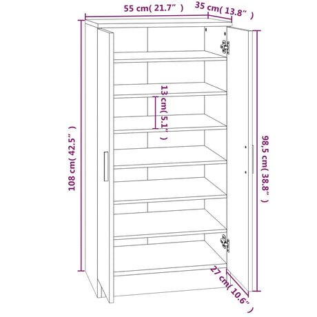 Schoenenkast 55x35x108 cm bewerkt hout zwart - AllerleiShop