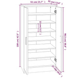 Schoenenkast 55x35x108 cm bewerkt hout betongrijs - AllerleiShop