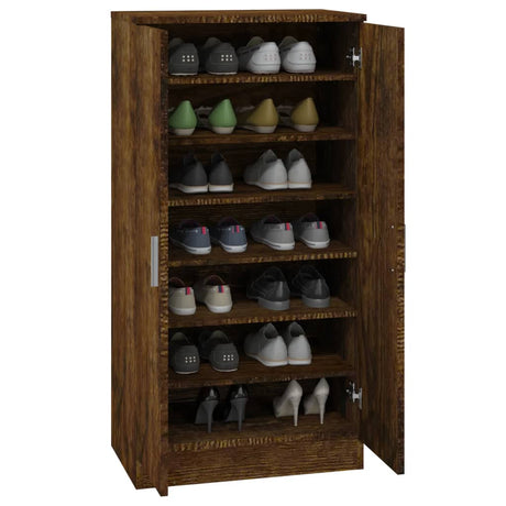 Schoenenkast 55x35x108 cm bewerkt hout gerookt eikenkleurig - AllerleiShop