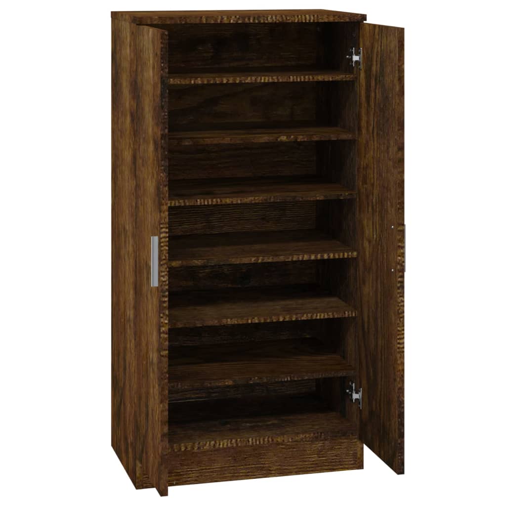 Schoenenkast 55x35x108 cm bewerkt hout gerookt eikenkleurig - AllerleiShop