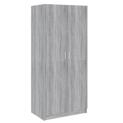 Kledingkast 80x52x180 cm bewerkt hout grijs sonoma eikenkleurig - AllerleiShop