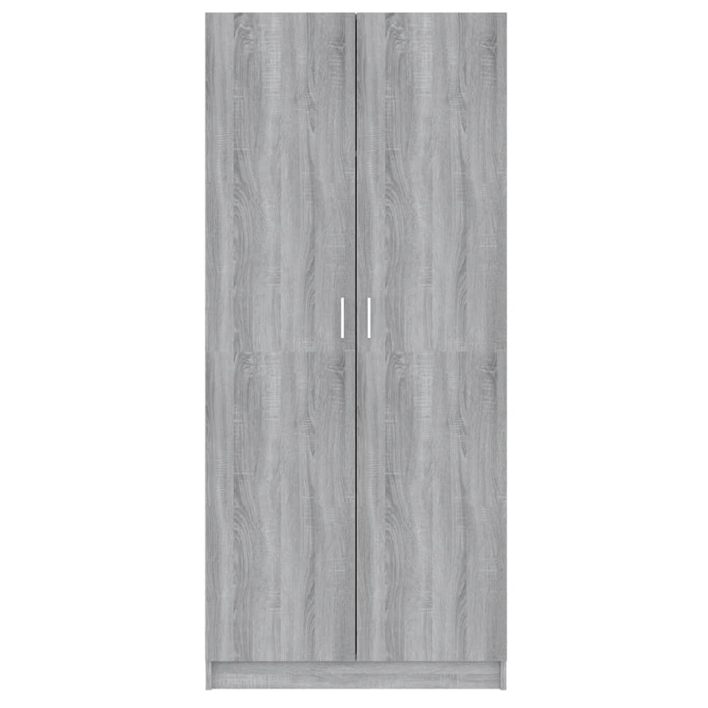 Kledingkast 80x52x180 cm bewerkt hout grijs sonoma eikenkleurig - AllerleiShop