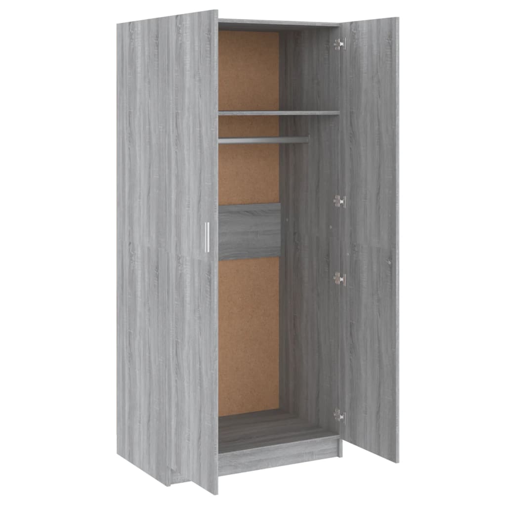 Kledingkast 80x52x180 cm bewerkt hout grijs sonoma eikenkleurig - AllerleiShop