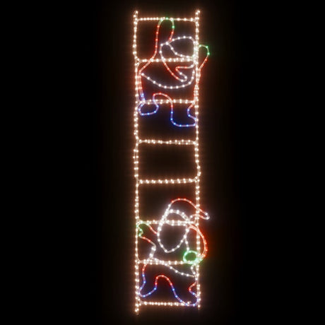 Kerstfiguur kerstman op ladder opvouwbaar 552 LED's 50x200 cm - AllerleiShop