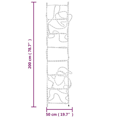 Kerstfiguur kerstman op ladder opvouwbaar 552 LED's 50x200 cm - AllerleiShop