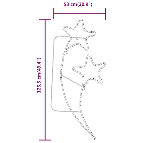 Lichtkabels 2 st stervormig warmwit 125,5x53x4,5 cm - AllerleiShop