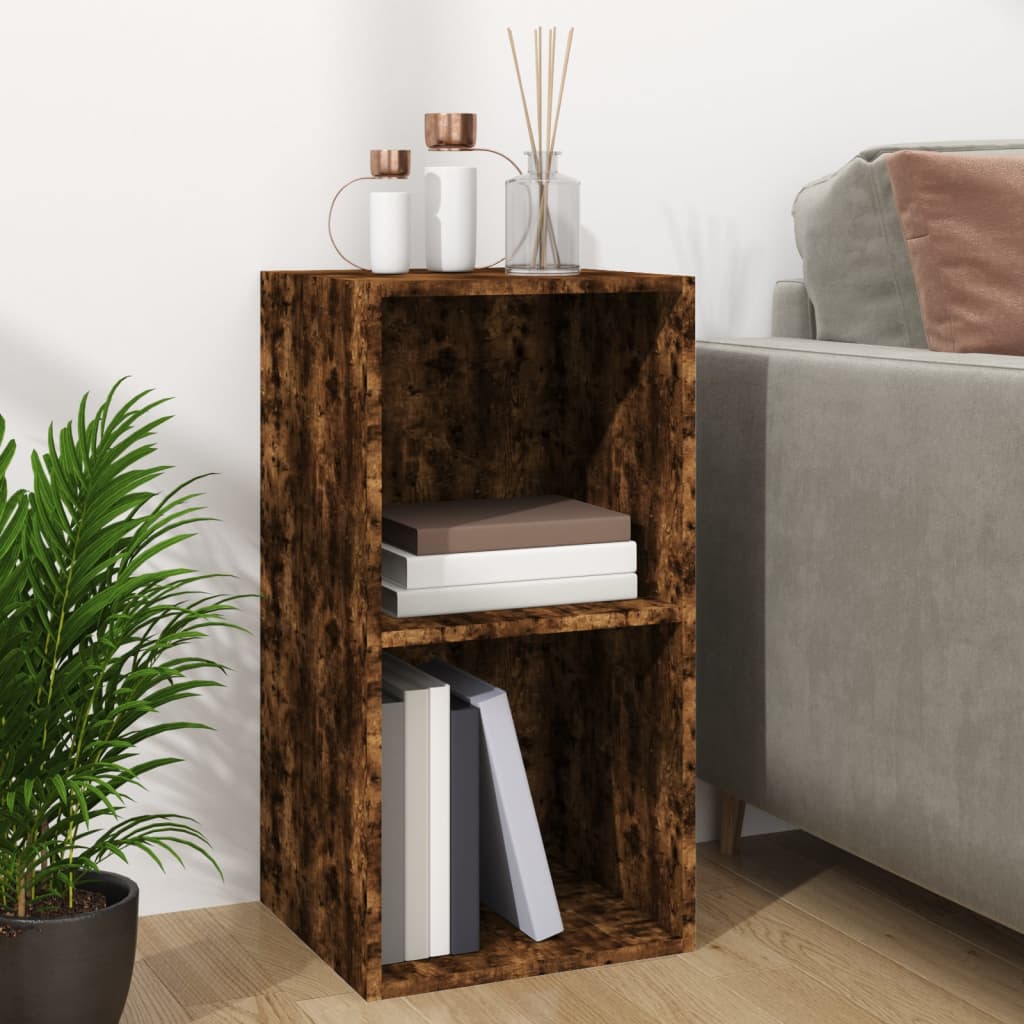 Opbergbox voor LP's 71x34x36 cm bewerkt hout gerookt eikenkleur - AllerleiShop