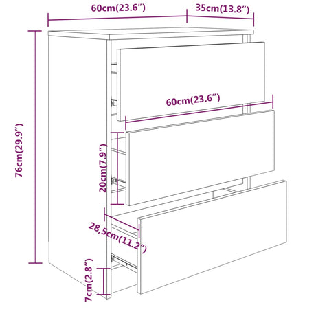 Dressoir 60x35x76 cm bewerkt hout gerookt eikenkleurig - AllerleiShop