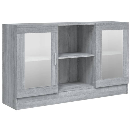 Vitrinekast 120x30,5x70 cm bewerkt hout grijs sonoma eiken - AllerleiShop