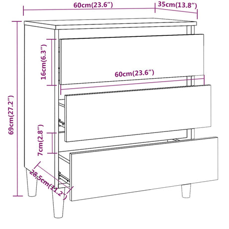 Dressoir 60x35x69 cm bewerkt hout gerookt eikenkleurig - AllerleiShop