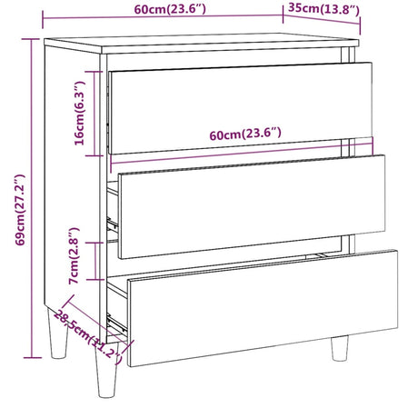 Dressoir 60x35x69 cm bewerkt hout bruin eikenkleur - AllerleiShop