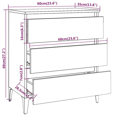 Dressoir 60x35x69 cm bewerkt hout gerookt eikenkleurig - AllerleiShop