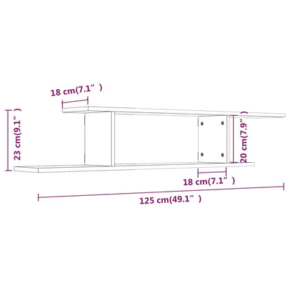 Tv-wandschap 125x18x23 cm bewerkt hout grijs sonoma eikenkleur - AllerleiShop