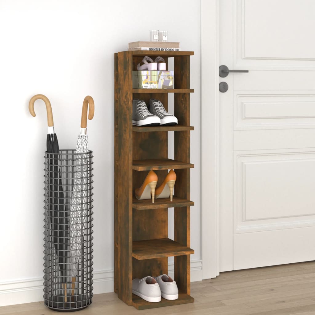 Schoenenrek 27,5x27x102 cm bewerkt hout gerookt eikenkleurig - AllerleiShop