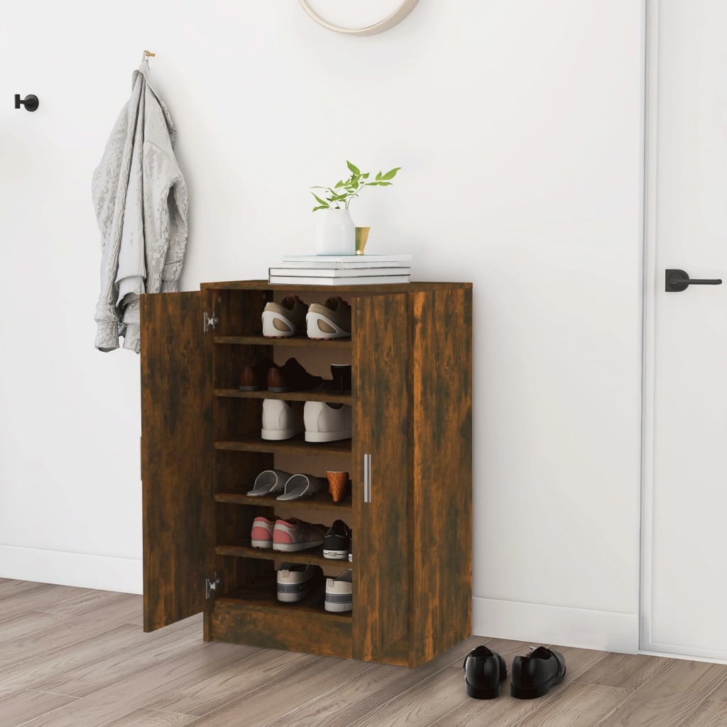 Schoenenkast 60x35x92 cm bewerkt hout gerookt eikenkleurig - AllerleiShop