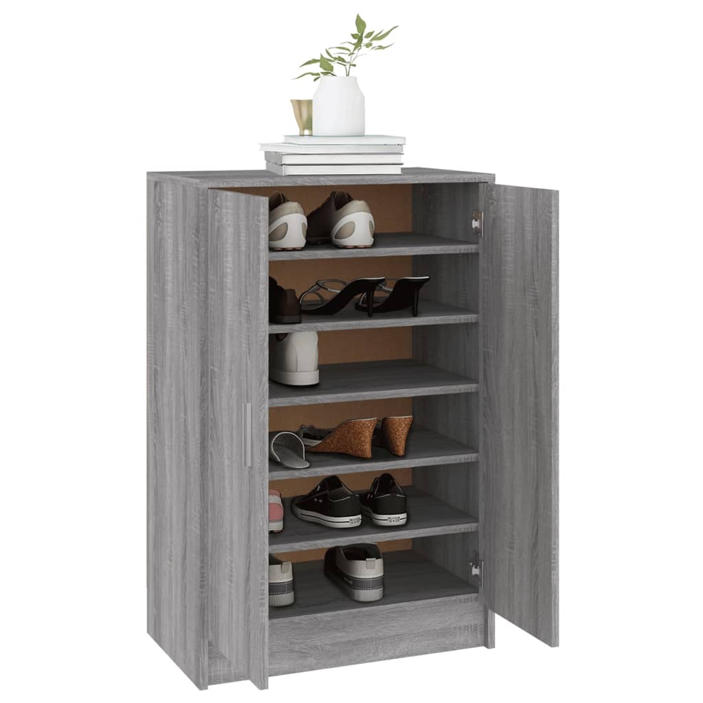 Schoenenkast 60x35x92 cm bewerkt hout grijs sonoma eikenkleurig - AllerleiShop