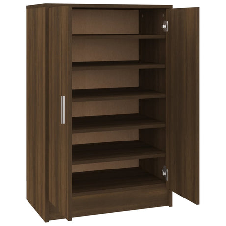 Schoenenkast 60x35x92 cm bewerkt hout bruin eikenkleur - AllerleiShop