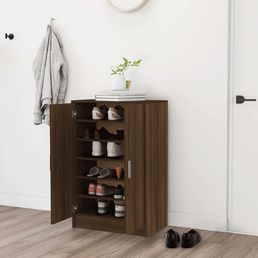 Schoenenkast 60x35x92 cm bewerkt hout bruin eikenkleur - AllerleiShop