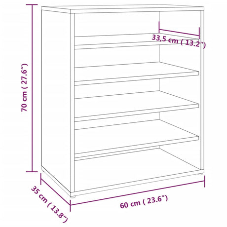 Schoenenkast 60x35x70 cm bewerkt hout bruin eikenkleur - AllerleiShop